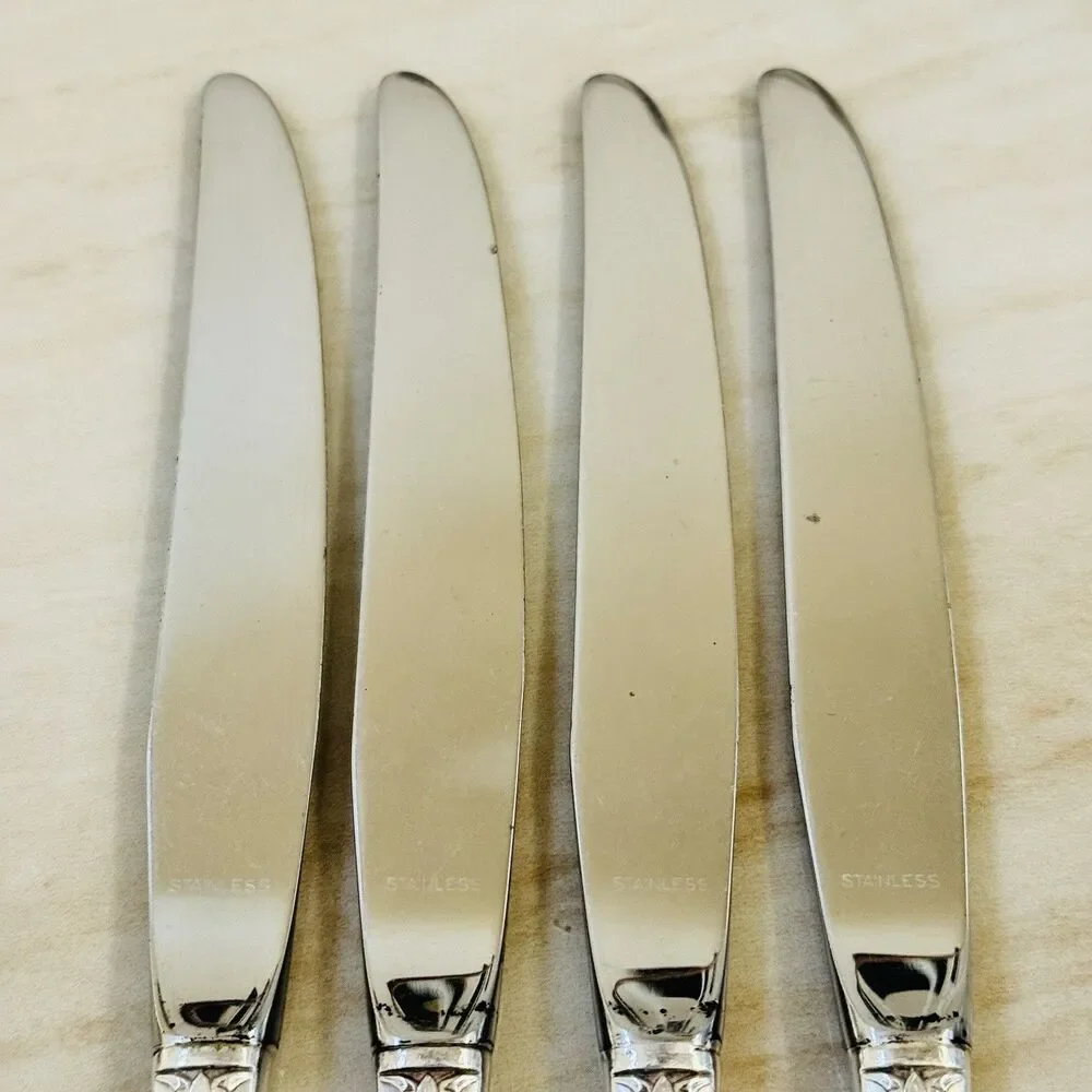 4pc ONEIDA Distinction Silverplate Dinner Knives Hollow HDL Prestige Plate 1951